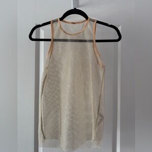 Free People Cream Mesh Tank Top
